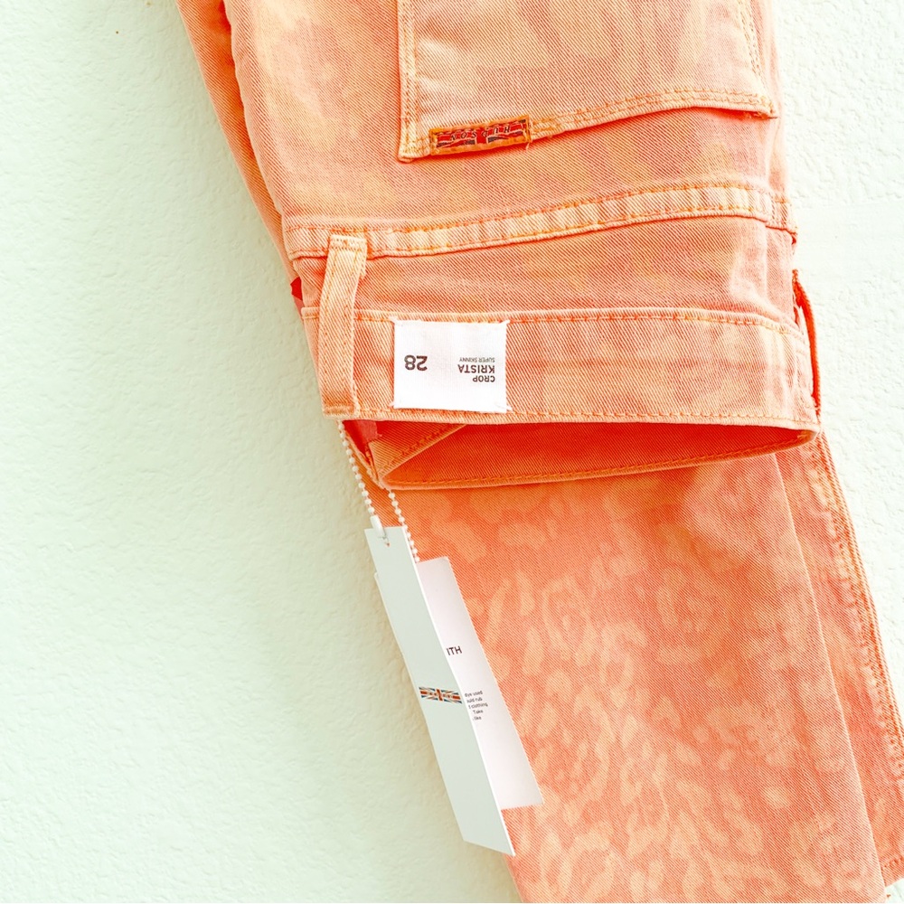 HUDSON crop 28 Krista orange wild print cheeta pastel orange skinny jeans NWT
